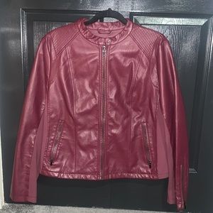 burgundy leather jacket, New York & Company